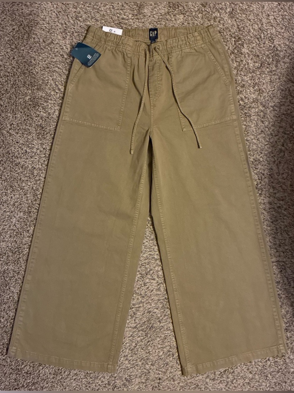 GAP twill drawstring wide leg pants -size large NWT